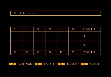 Awale game screenshot for Commodore PET