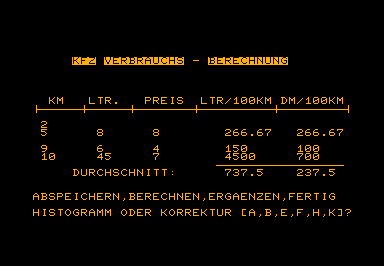 [Utility] Auto Daten game screenshot for Commodore PET