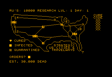 BioTerror game screenshot for Commodore PET