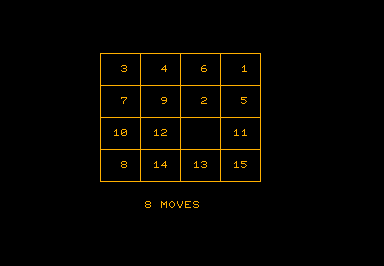 Fifteen game screenshot for Commodore PET