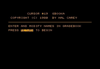 GBookA game screenshot for Commodore PET