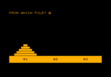 Hanoi game screenshot for Commodore PET