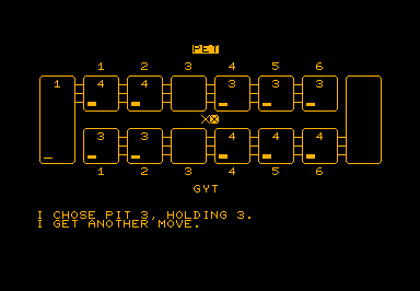 Kalah game screenshot for Commodore PET