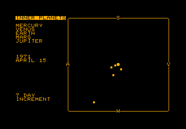 Orrery game screenshot for Commodore PET