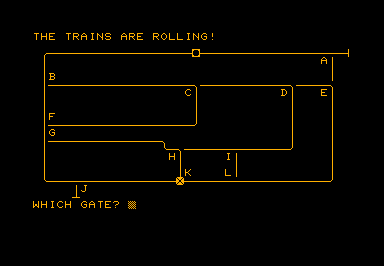 Rail game screenshot for Commodore PET