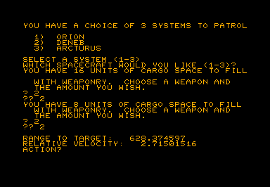 Deepspace game screenshot for Commodore PET