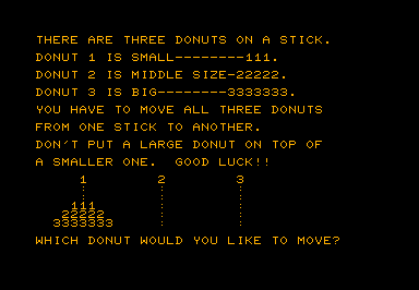 Donuts game screenshot for Commodore PET