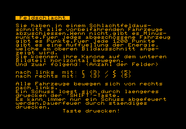 Feldschlacht 1 game screenshot for Commodore PET