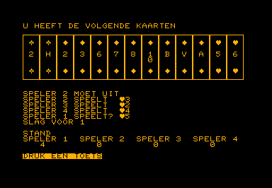 Hartenjagen game screenshot for Commodore PET