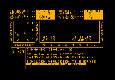 Hypertrek game screenshot for Commodore PET