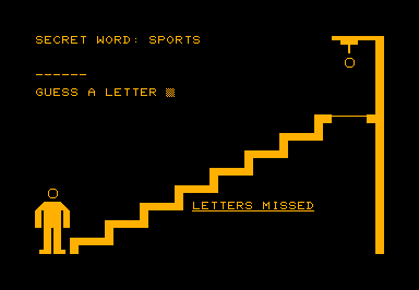 Hangman (1) game screenshot for Commodore PET