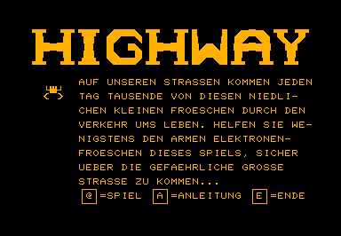 Highway game screenshot for Commodore PET