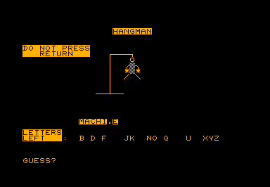 Hangman (4) game screenshot for Commodore PET