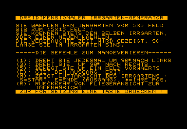 Irrgarten game screenshot for Commodore PET