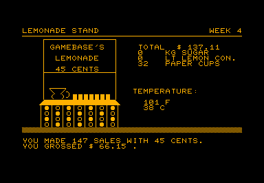 Lemonade game screenshot for Commodore PET