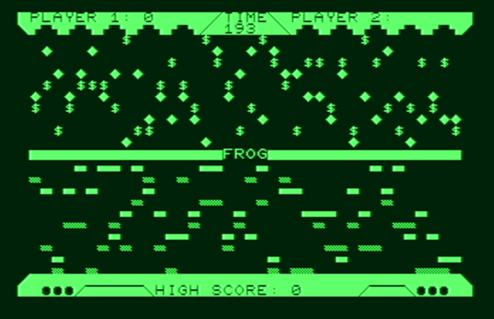 Frog game screenshot for Commodore PET