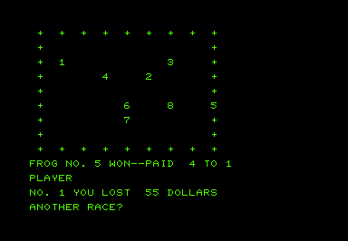 Frog Race game screenshot for Commodore PET