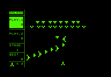 Galaga game screenshot for Commodore PET