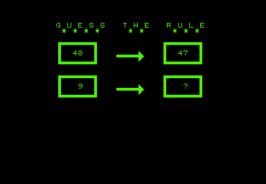 Guess The Rule game screenshot for Commodore PET