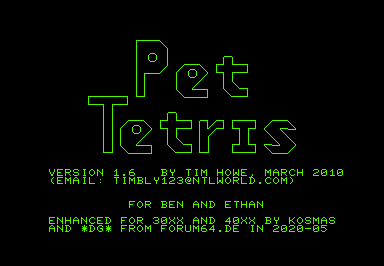 Tetris v1.5 (all models) game screenshot for Commodore PET