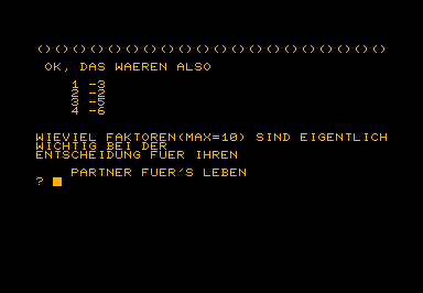 Maenner-Test game screenshot for Commodore PET