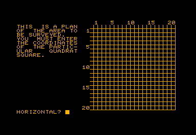 Quadrat Survey game screenshot for Commodore PET