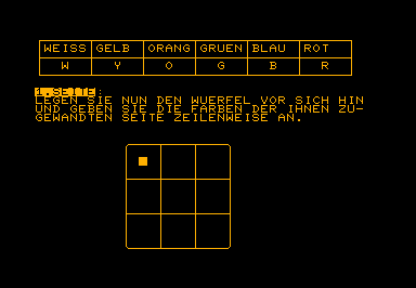 Rubik's Cube game screenshot for Commodore PET