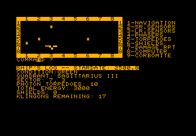 Star Trek (NR)(16k) game screenshot for Commodore PET