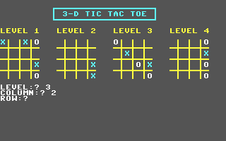 3-D Tic Tac Toe