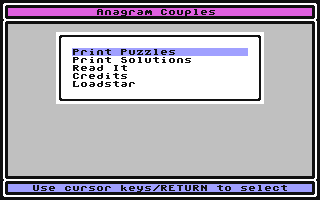 Anagram Couples - Commodore 64 game