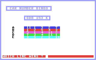 Car Number Bingo