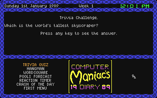 Maniac's Computer Diary 1989