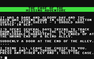 Case of the Missing Adventure, The