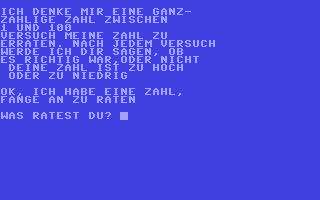 Einfaches Zahlenraten - Commodore 64 game
