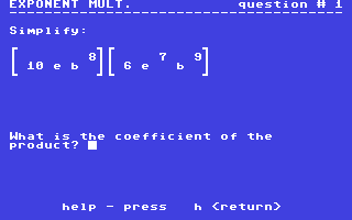 Exponent Multiplication - Commodore 64 game