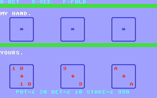 High Rise or Three Card Brag - Commodore 64 game
