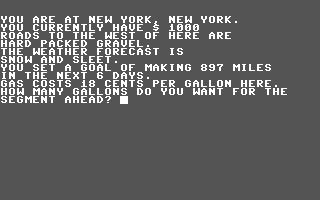 Longest Automobile Race, The - Commodore 64 game