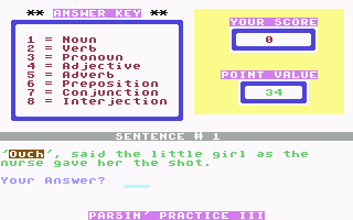 Parsin' Practice III - Commodore 64 game