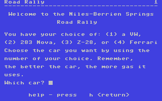 Road Rally - Commodore 64 game
