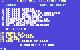 Tennis-Manager v2.0 - Commodore 64 game