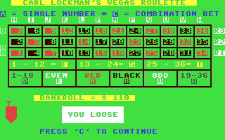 vegas Roulette - Commodore 64 game