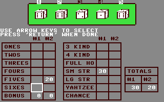 Yahtzee - Commodore 64 game