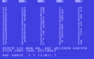 Zahlenkarten-Raten - Commodore 64 game